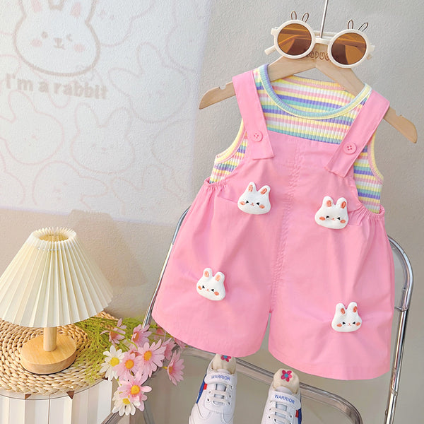Summer New Baby Girl Cute Overalls Two Piece Set
