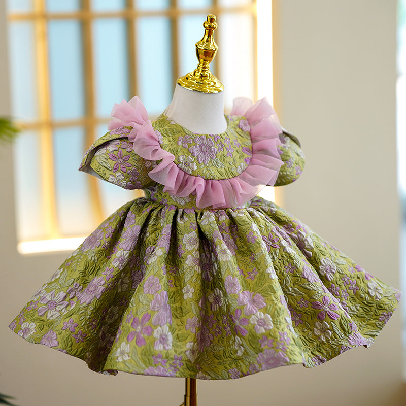 Baby Girl Dress Toddler Ball Gowns Flower Piano Performance Ruffle Princess Dress