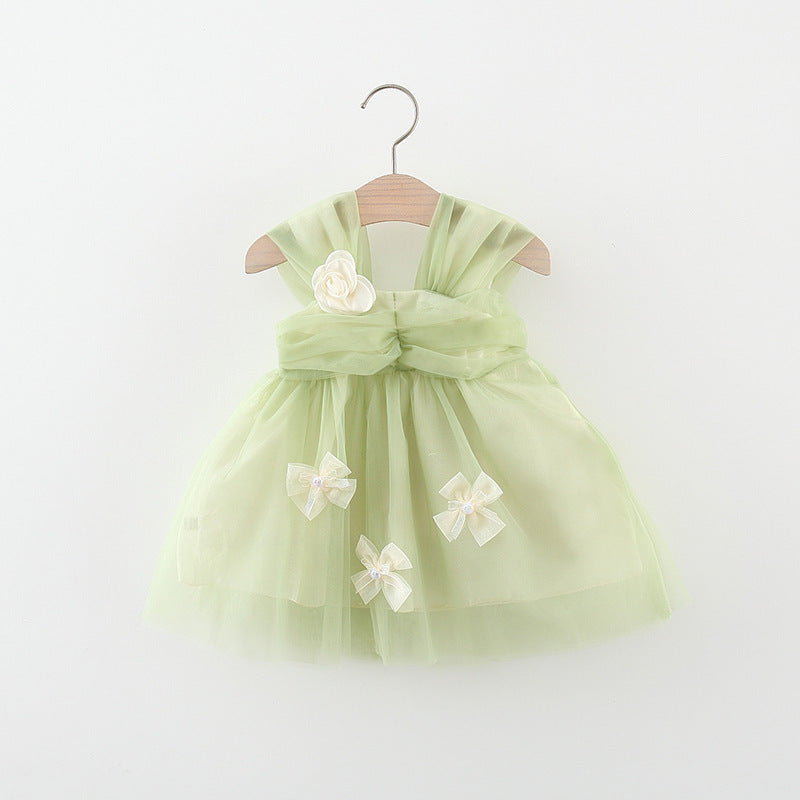 Cute Baby Girl Dress Suspender Double Layer Mesh Toddler Dress