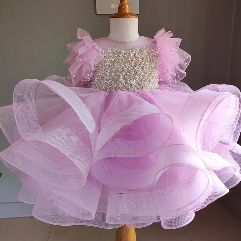 Elegant Baby Beauty Pageant Dresses Toddler Puffy Birthday Party Dresses