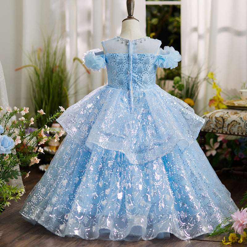 Girls Prom Dress Flower Girl Blue Princess Dress Girls Birthday Dress marryshe Girls Prom Dress Flower Girl Blue Princess Dress Girls Birthday Dress marryshe