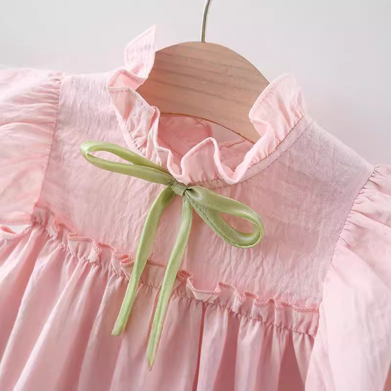 Summer Girls Tulip Flying Sleeve Babydoll Dress