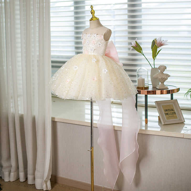 Girls Communion Dress Flower Girl Pink Princess Dress