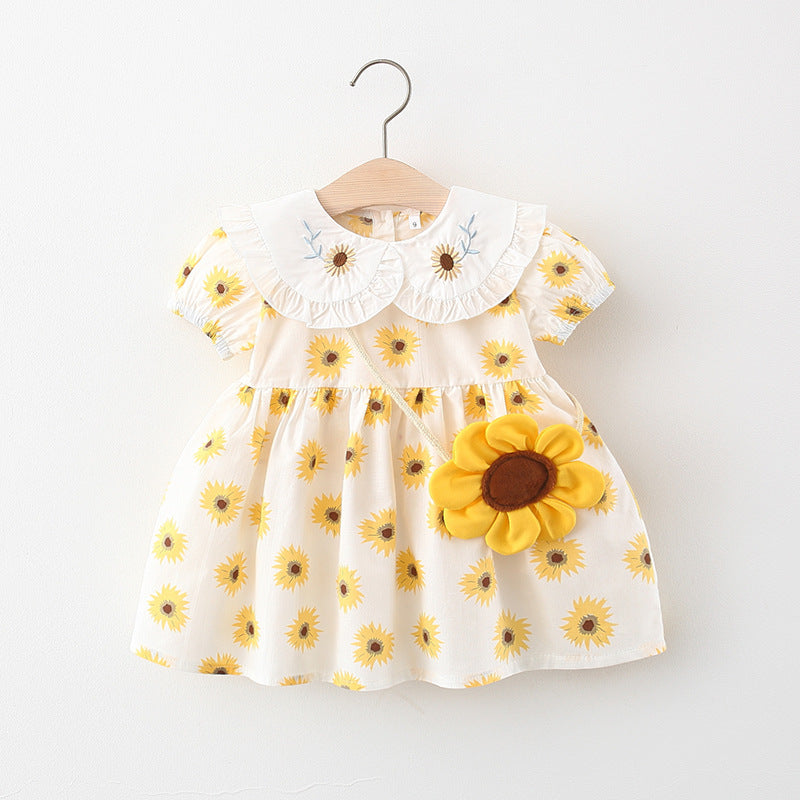 Baby Girl Doll Neck Sunflower Dress