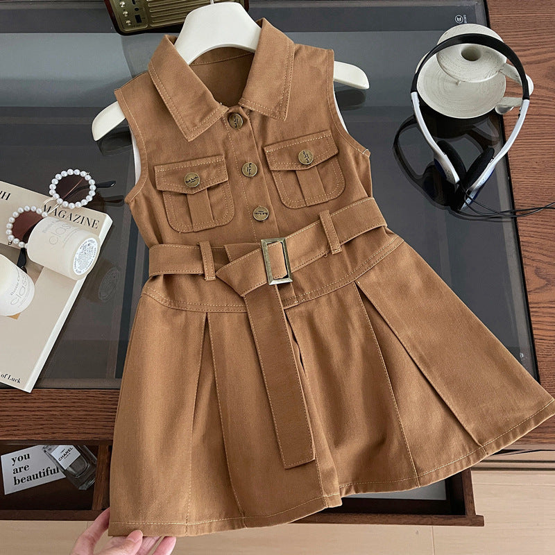 Girls Summer Sleeveless Vest Soft Denim Princess Dress