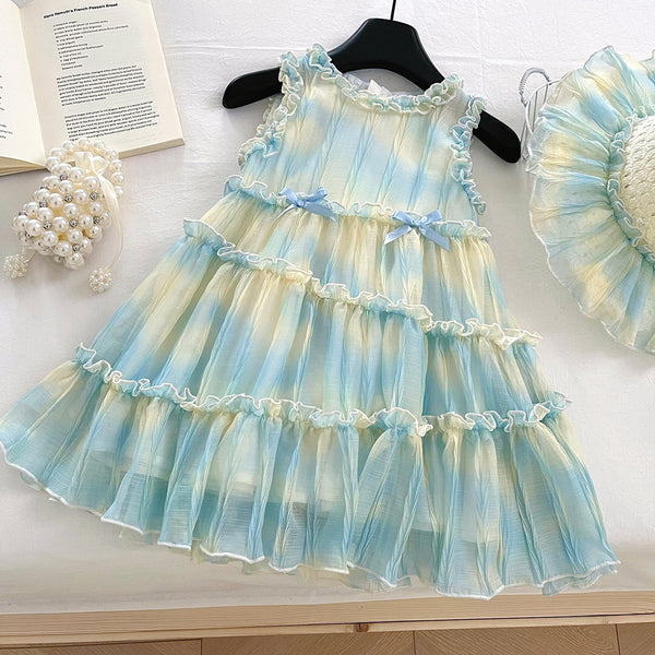 Girls Summer Lace New Sleeveless Princess Dress
