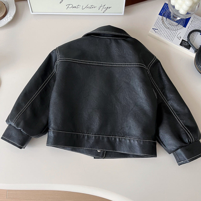 New Autumn Children's Soft PU Leather Jacket
