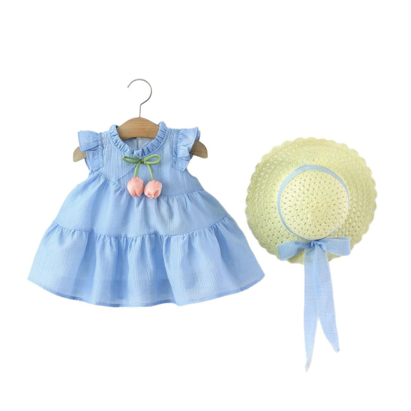 Girls Flying Sleeves Princess Dress Baby Tulip Dress