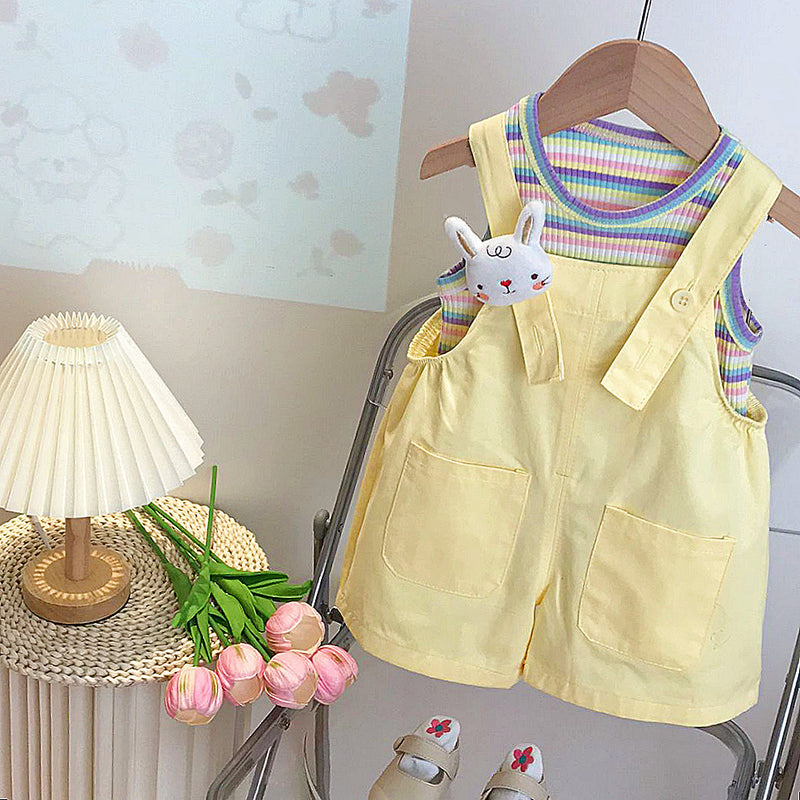 Summer New Baby Girl Cute Overalls Two Piece Set