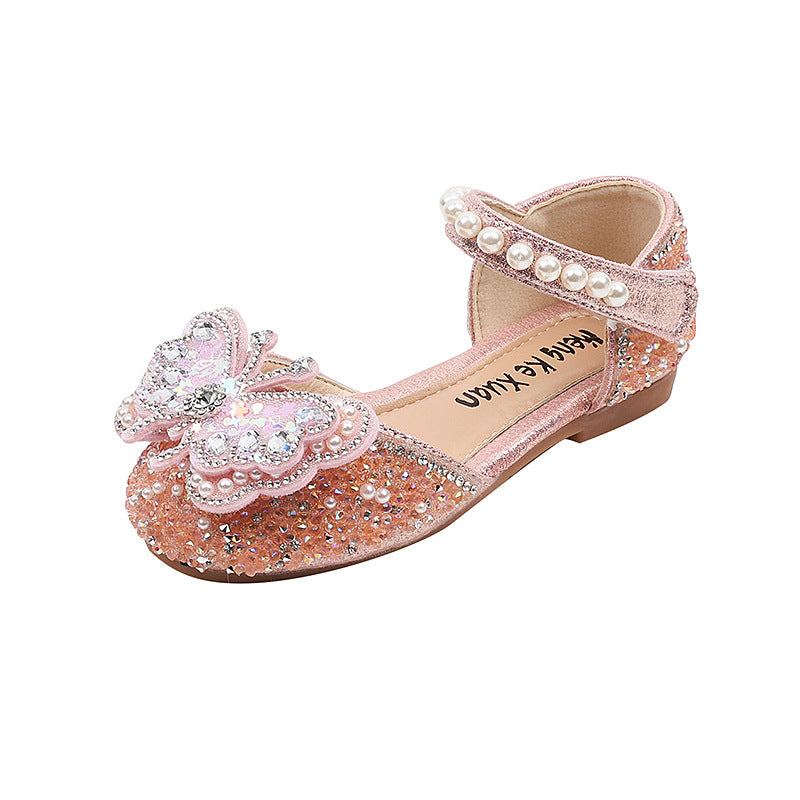 New Girls Princess Diamond Leather Shoes