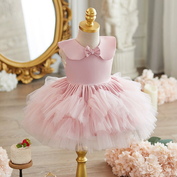 Girls Pink Birthday Princess Dress Children Cute Dress