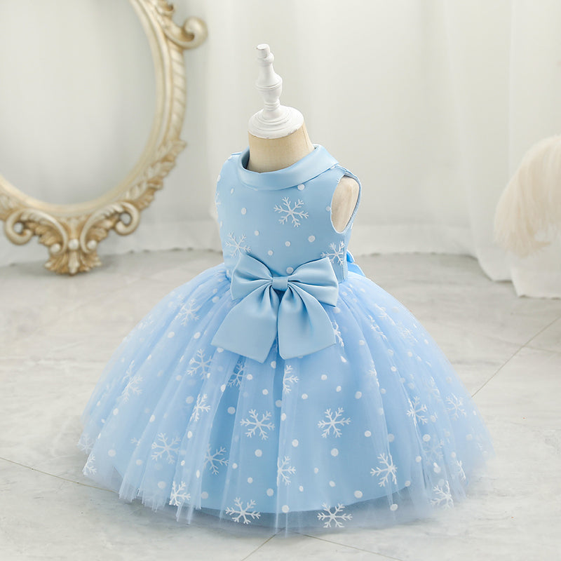 Little Girl Dress Toddler Prom Beaded Round Neck Sleeveless Puffy Princess Dress
