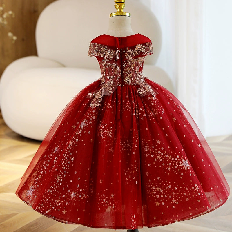 Girls Red Christmas Dress Girls Birthday Princess Dress Children's Prom Dress