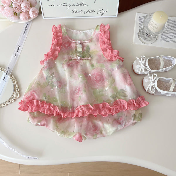 Girls Summer New Style Fungus Lace Sleeveless Dress