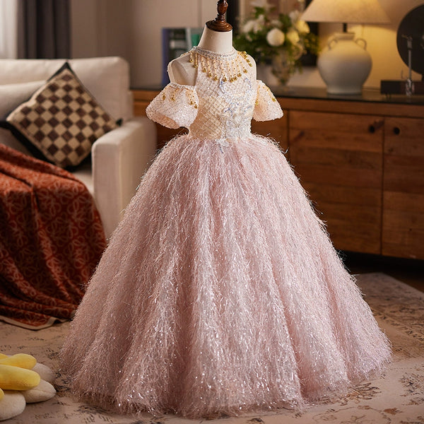 Girls Pink Ball Dress Children's Birthday Princess Dress