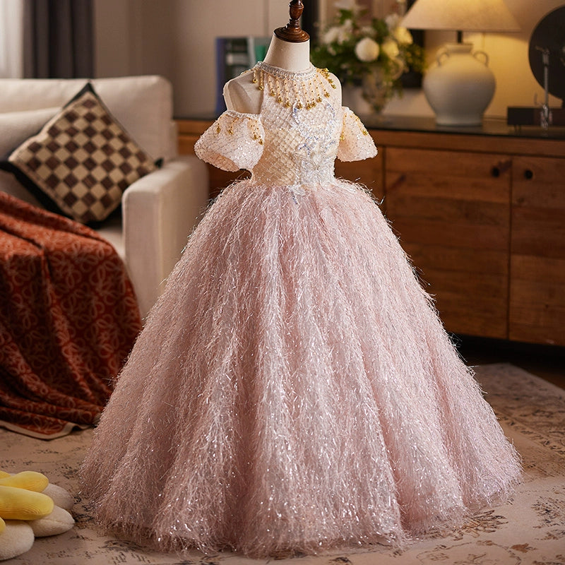 Girls Pink Ball Dress Children's Birthday Princess Dress