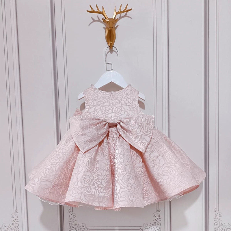 Cute Baby Girl Printing Bow-knot Birthday Party Princess Dress