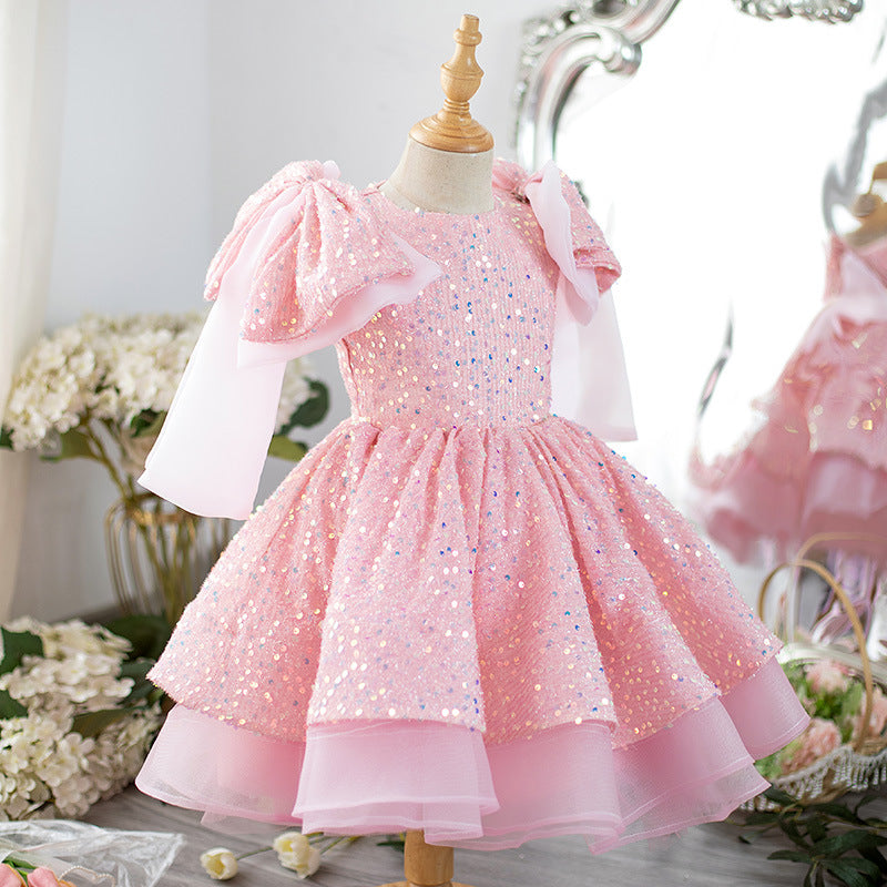 Elegant Baby Pink Sequin Princess Dress Toddler Formal Dresses marryshe Elegant Baby Pink Sequin Princess Dress Toddler Formal Dresses marryshe