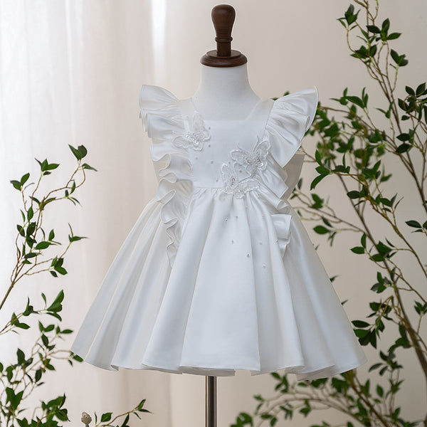 Elegant Baby Butterfly Sleeve First Communion Dress Toddler Formal Dresses