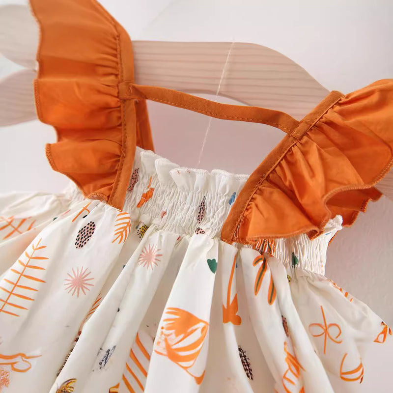 New Summer Girls' Printed Vest Suspenders Two-piece Set