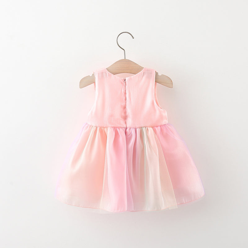 Baby Girl New Summer Colorful Tulle Sleeveless Dress Toddler Ball Gowns