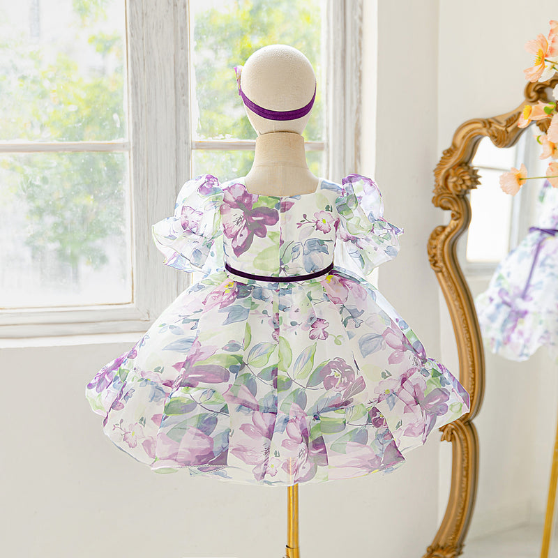 Baby Cute Communion Princess Dress Girl Birthday Print Dress