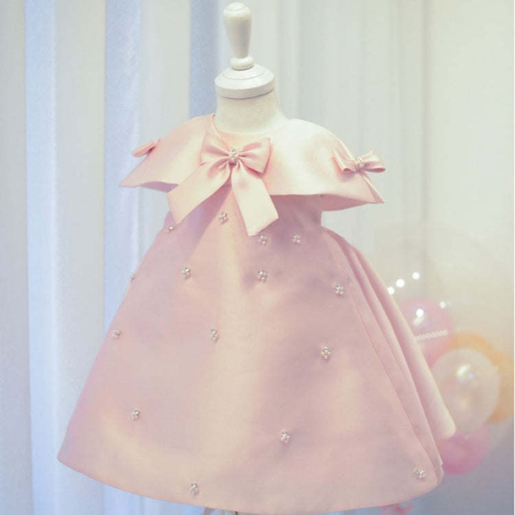 Cute Baby Girl Pearl Bow-knot Birthday Party Princess Dress