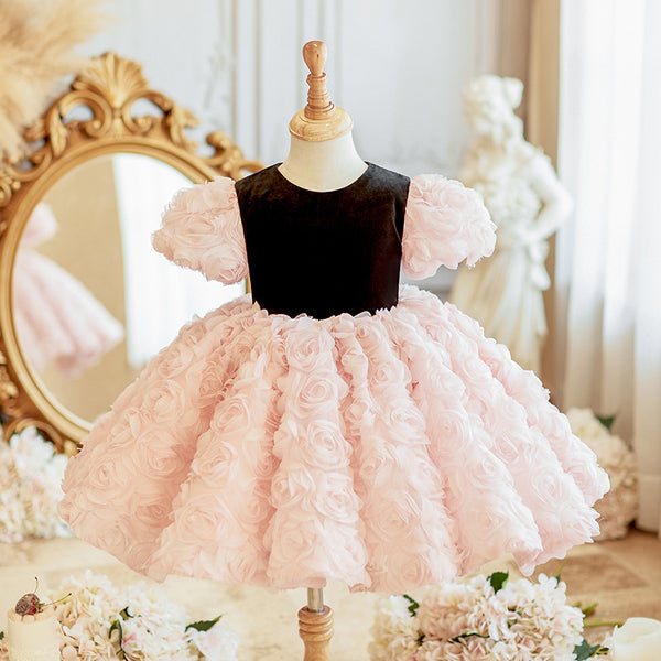 Elegant Baby Pink Puff Birthday Princess Dress Toddler Flower Girl Dresses