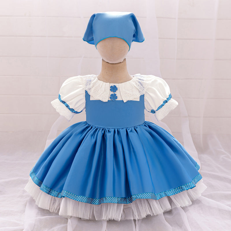 Girls Puff Sleeve Party Dress Children's Birthday Dress