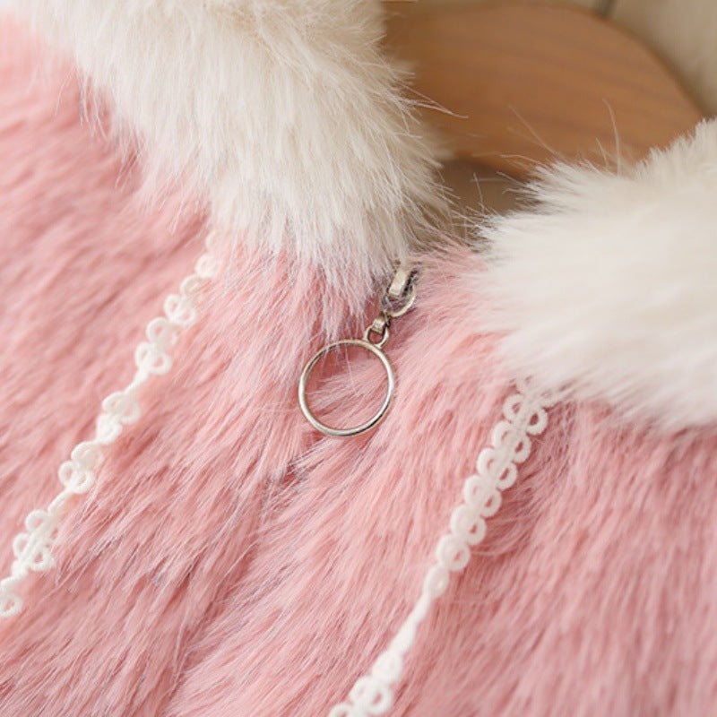 Girls' Winter Thickened Warm Hooded Cartoon Coat