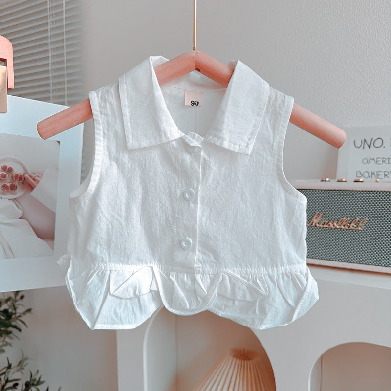 Girls Flying Sleeve Suit Summer Girls Shirt Wide Leg Pants Two-piece Suit