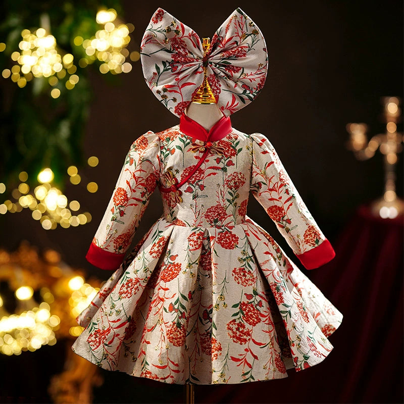 Girls Birthday Cheongsam Dress Girls Red New Year Dress