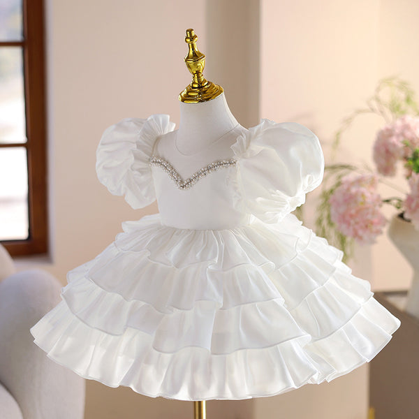 Girls Birthday Princess Dress Flower Girl Wedding Cake Dress