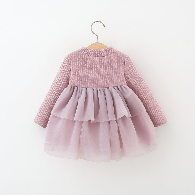 Girls' Long-sleeved Love Ball Puffy Tulle Princess Dress