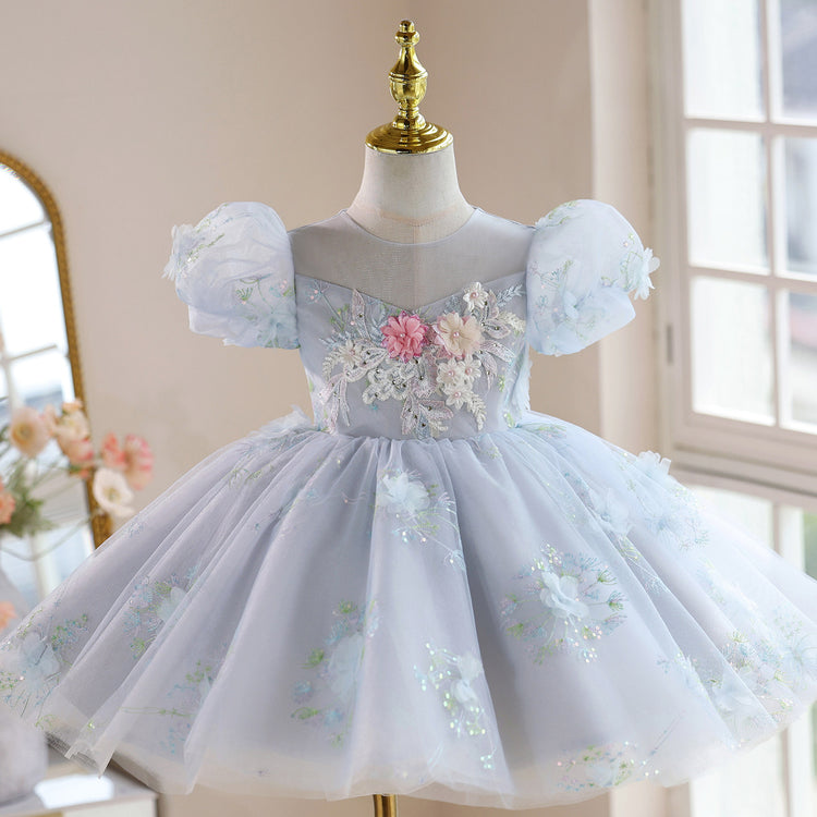 Girls Blue Dress Flower Little Girl Princess Dress Girls Blue Dress Flower Little Girl Princess Dress
