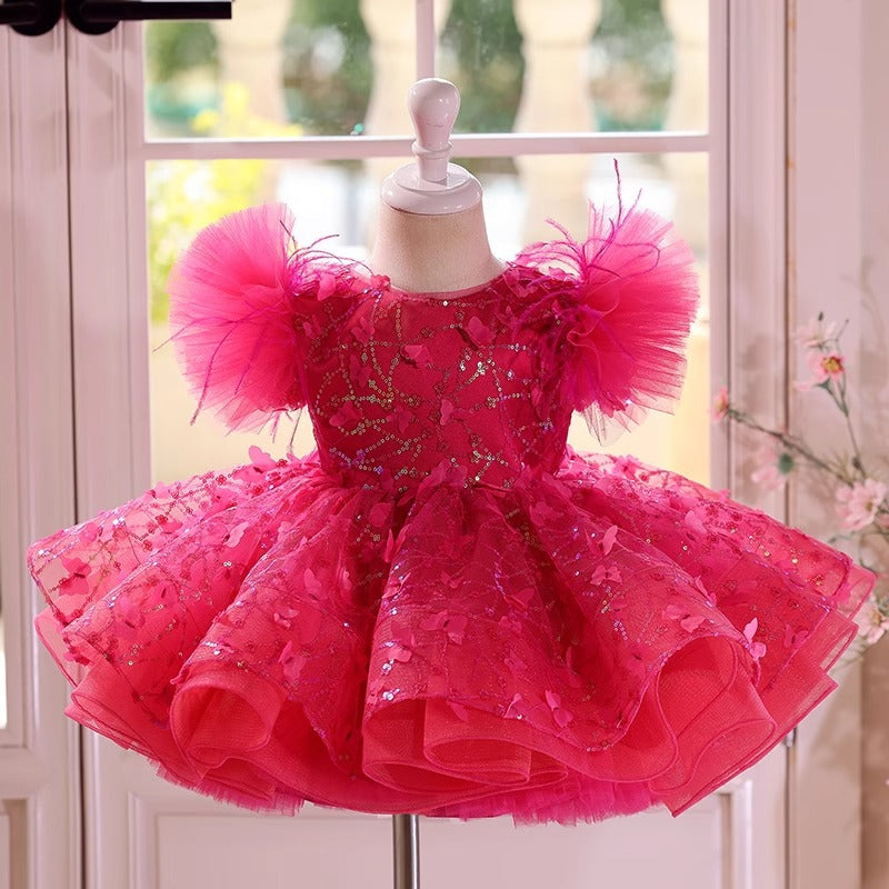 Girls Birthday Party Dress Girls Butterfly Sequin Princess Dress