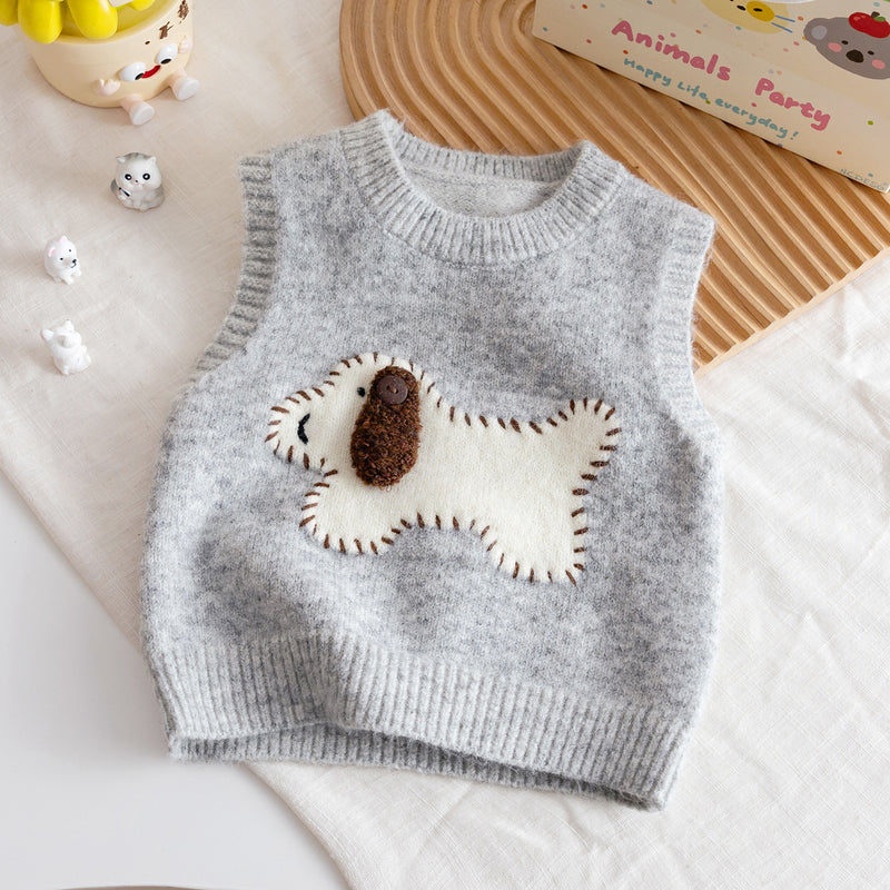 Girls Autumn Cute Cartoon Knitted Vest