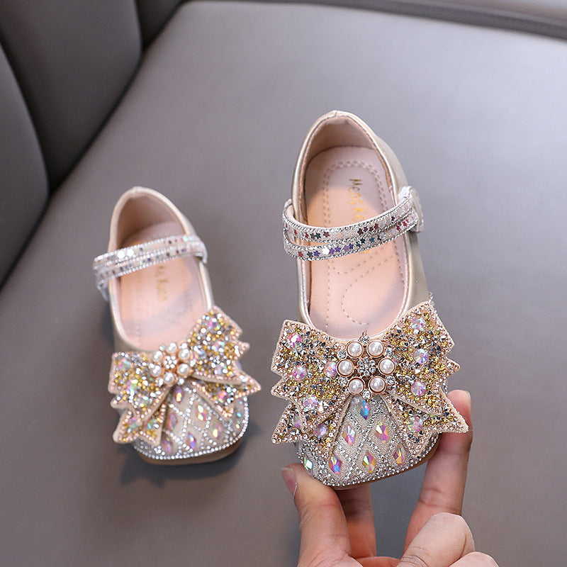 Summer Girls Princess Diamond Leather Shoes