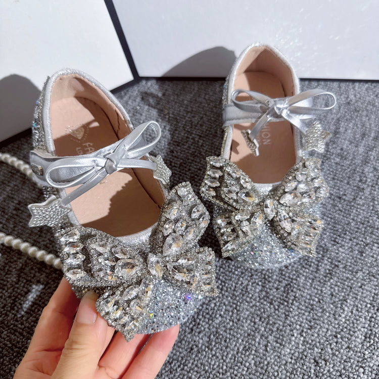 Girls' Crystal Butterfly Princess Leather Shoes