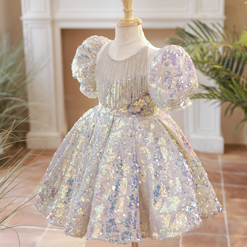 Girls Sequins First Communion Dresses Toddler Birthday Party Princess Dress