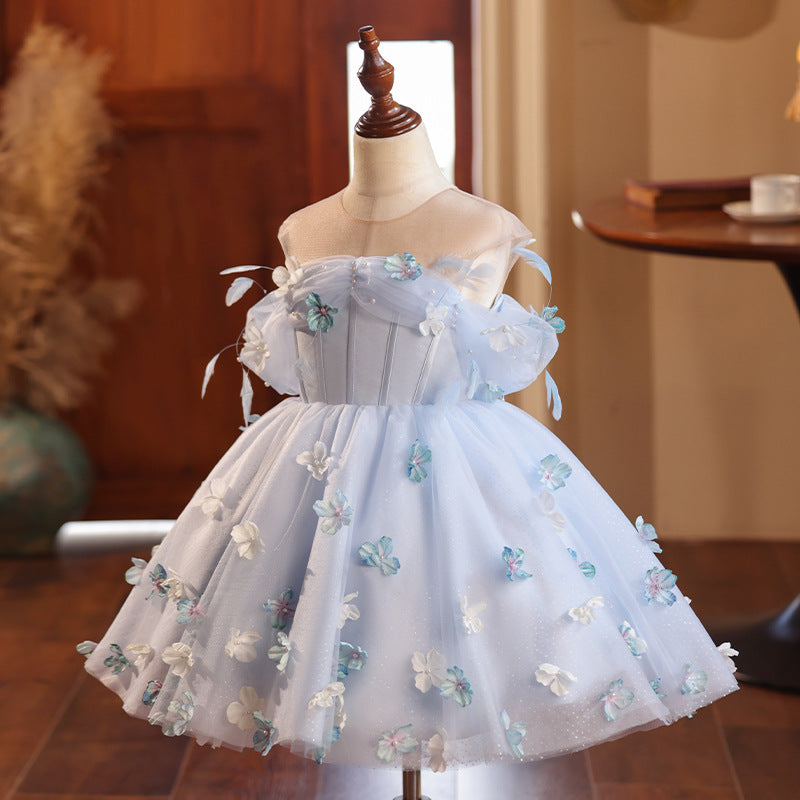 Elegant Baby Girls Blue Baptism Dresses Toddler Flower Girl Dresses Elegant Baby Girls Blue Baptism Dresses Toddler Flower Girl Dresses