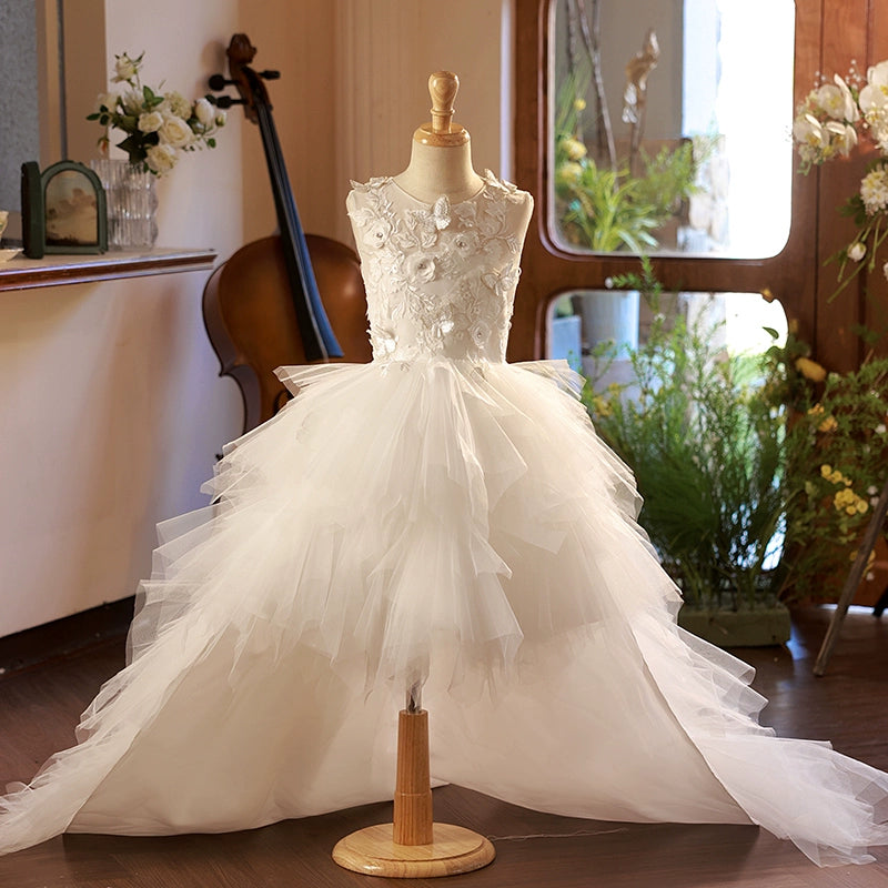 Flower Girl Wedding Dress Children's White Princess Dress