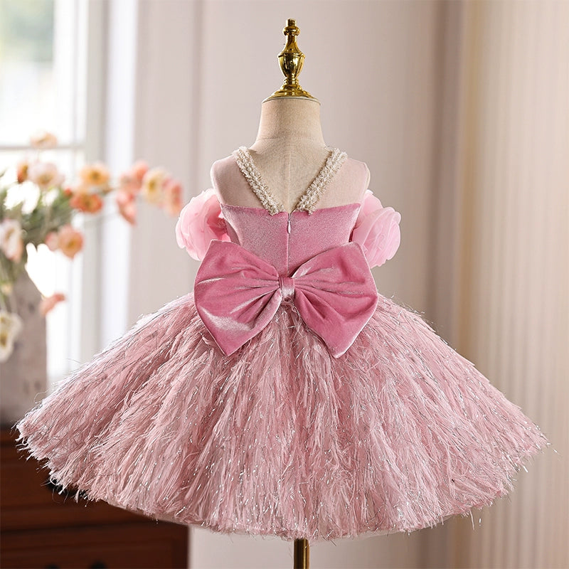 Girls Holy Communion Princess Dress Flower Girl Wedding Pink Dress