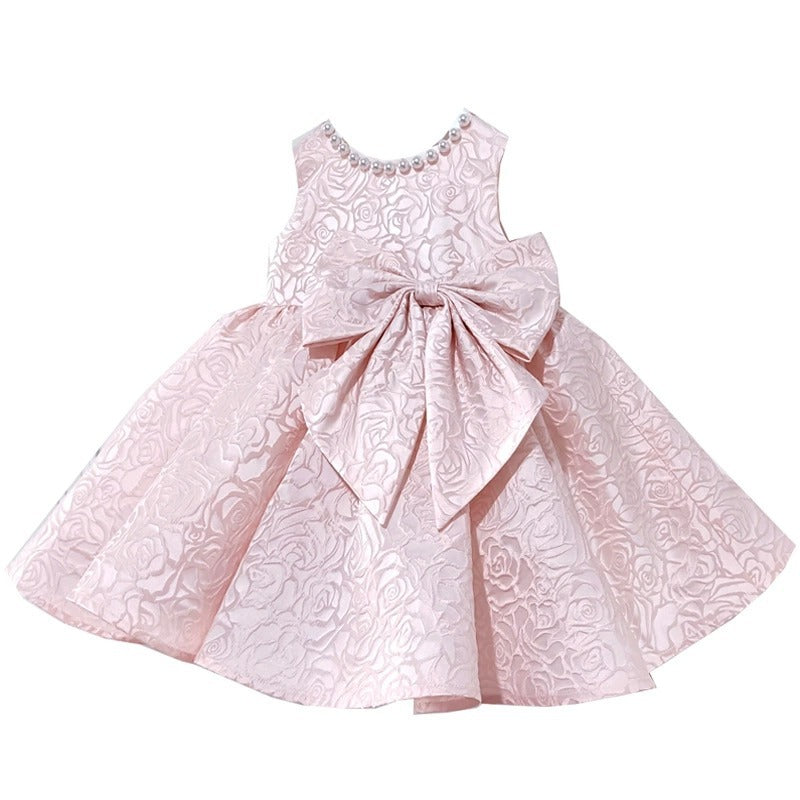 Cute Baby Girl Printing Bow-knot Birthday Party Princess Dress