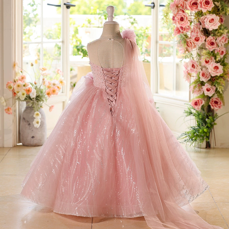Girls Pink Birthday Dress Girls Elegant Prom Princess Dress Girls Pink Birthday Dress Girls Elegant Prom Princess Dress