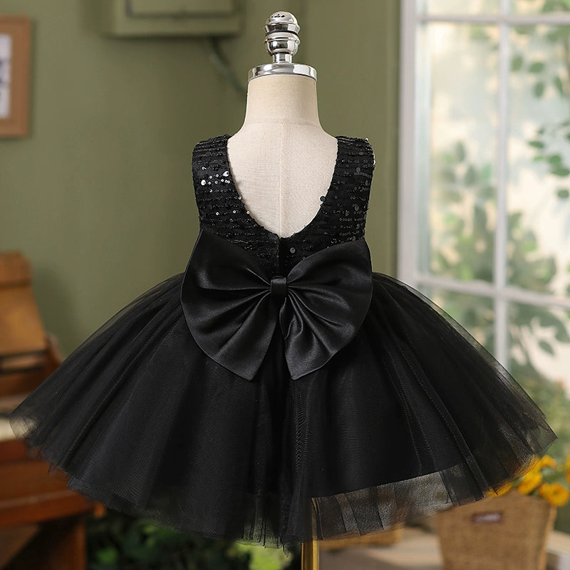 Elegant Baby Sleeveless Puff Princess Dress Toddler Black Formal Dresses