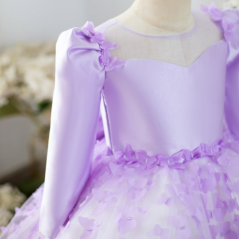 Elegant Baby Bow Pageant Dresses Toddler Mesh Party Princess Dresses