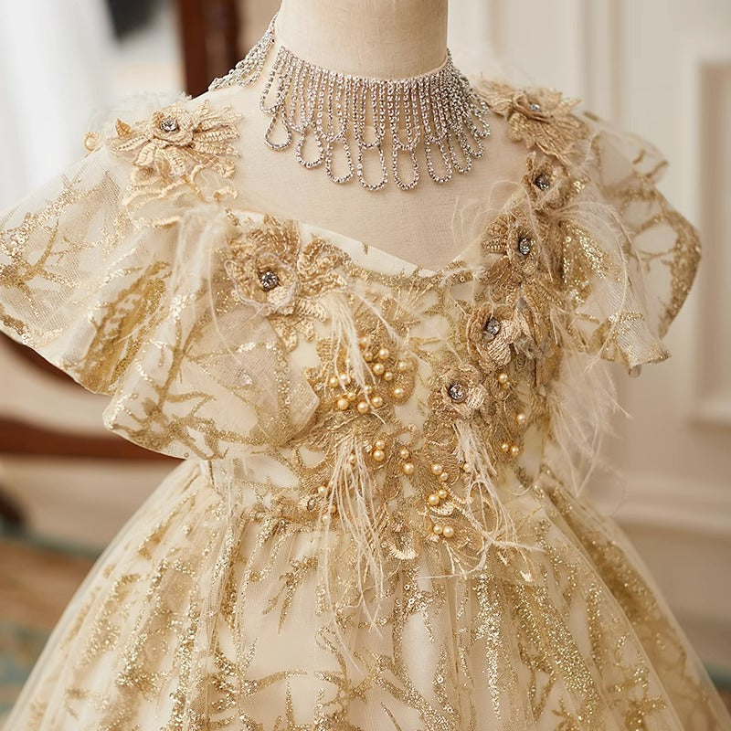 Baby Girl and Toddler Birthday Gold Sequins Party Dress Princess Dress marryshe Baby Girl and Toddler Birthday Gold Sequins Party Dress Princess Dress marryshe