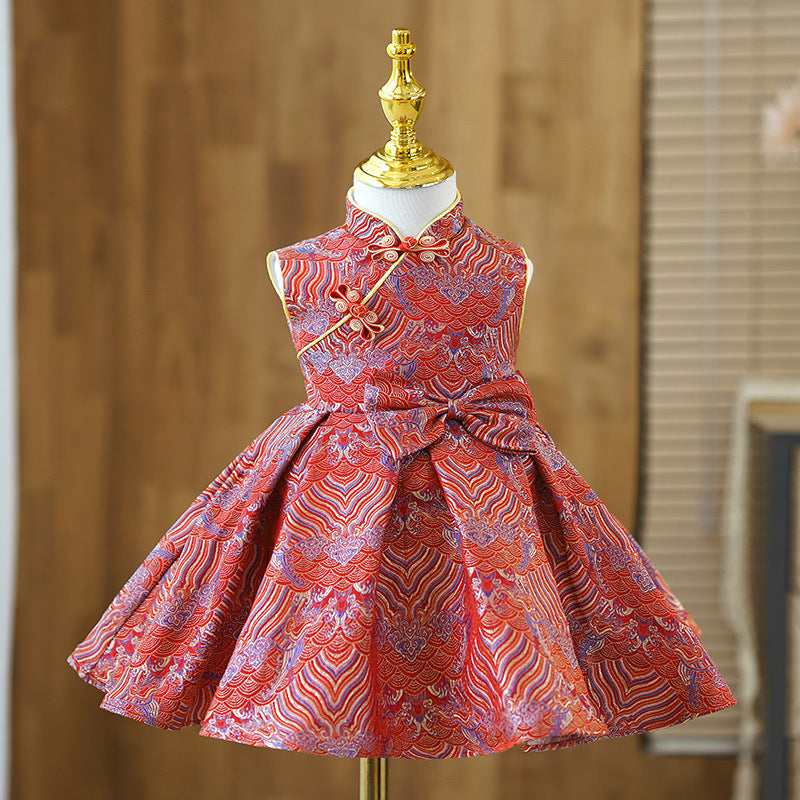 Elegant Baby Girls Red Pattern Shawl Dress Toddler Birthday Dresses N marryshe Elegant Baby Girls Red Pattern Shawl Dress Toddler Birthday Dresses N marryshe