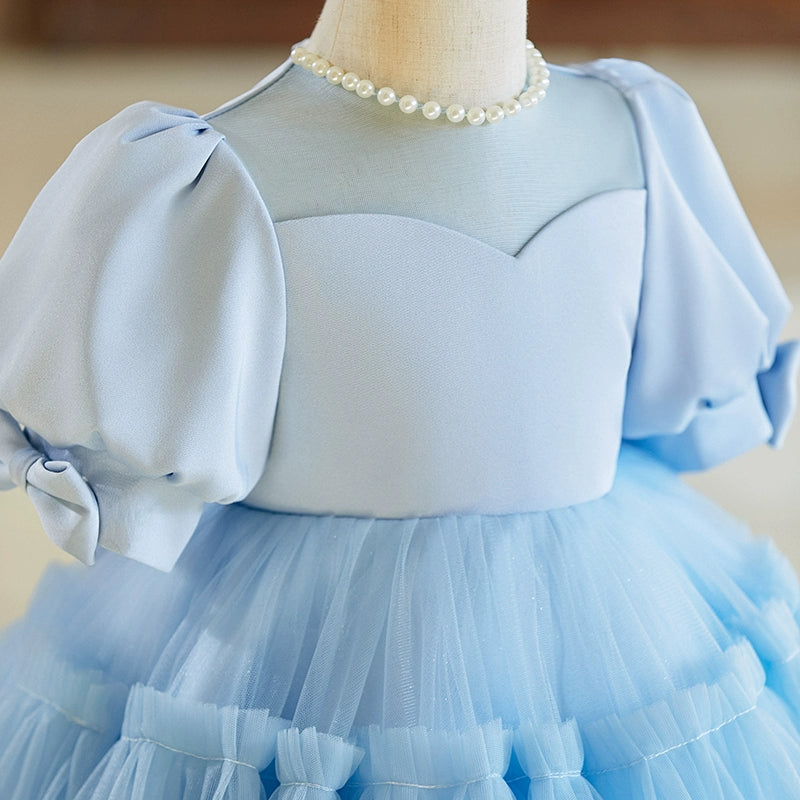 Baby Girl Birthday Dress Flower Girl Blue Wedding Princess Dress